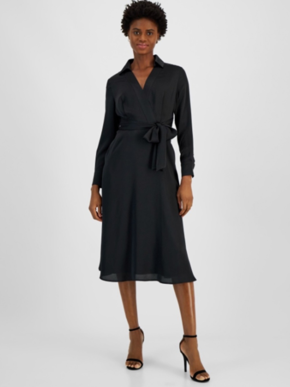 Tahari ASL Womens Causal Silk MIDI Dress.Size 16 (XL) Black (Minor Imperfection)